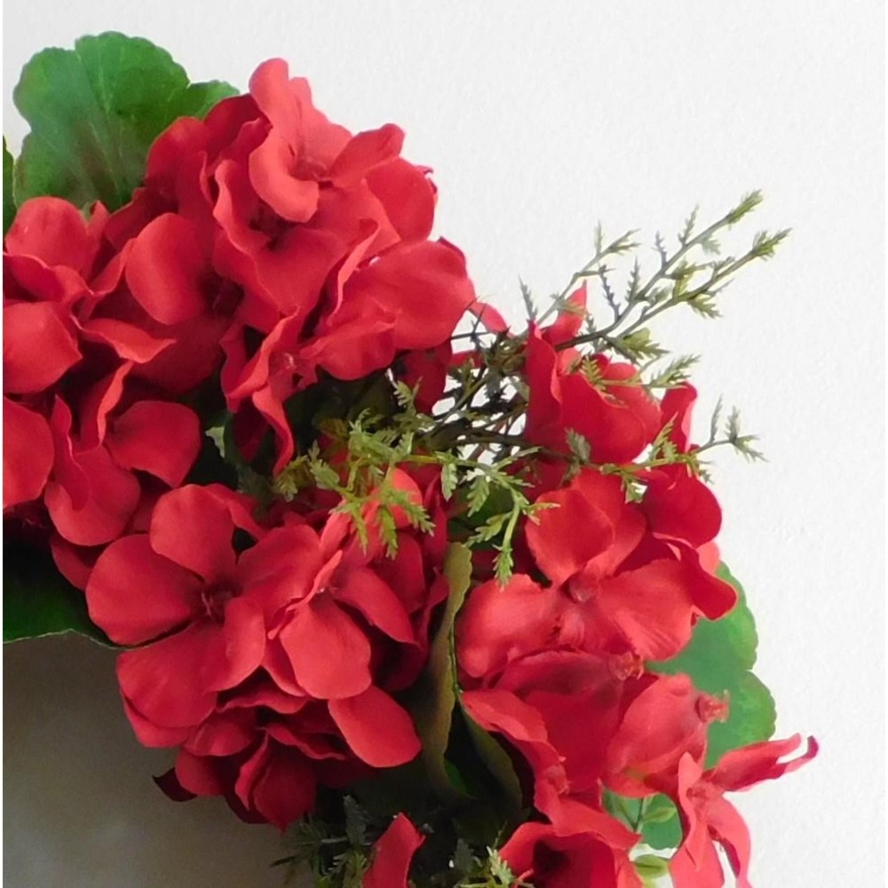 Small Red Geranium Wreath, Spring Summer, Housewarming Gift, Cabinet Wreath - Picture 3 of 6